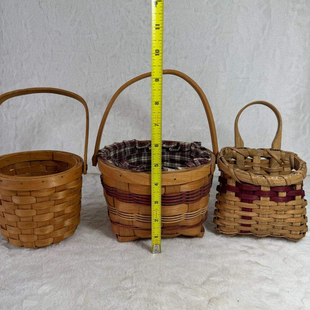 Handwoven Wicker Basket Trio With Handles - Rustic Decor & Storage Solutions - Picture 2 of 10
